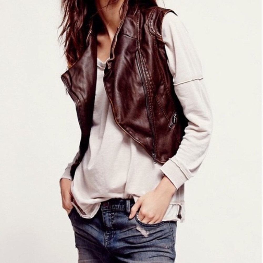 Free People Brown Leather Vest